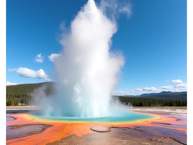 Dramatisk geysir som eksploderer